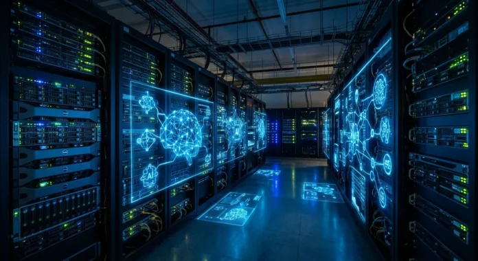 إطلاق نموذج GPT-5.6 من OpenAI خوادم بيانات حديثة وشاشات عرض رقمية تبرز تقنيات الذكاء الاصطناعي المتقدمة