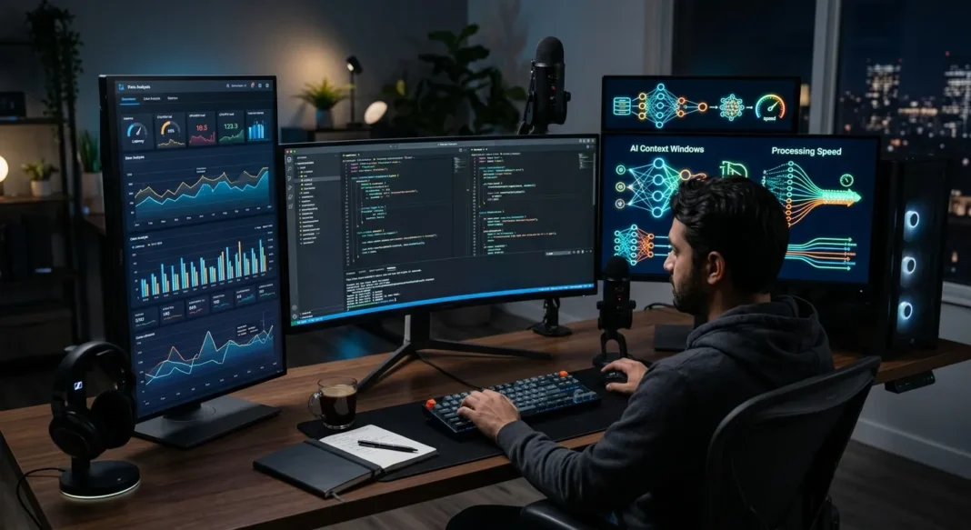 إطلاق نموذج Gemini 3.7 Flash من جوجل شاشة تقنية تظهر واجهة تطوير برمجيات مع مؤشرات الأداء والسرعة لنموذج الذكاء الاصطناعي